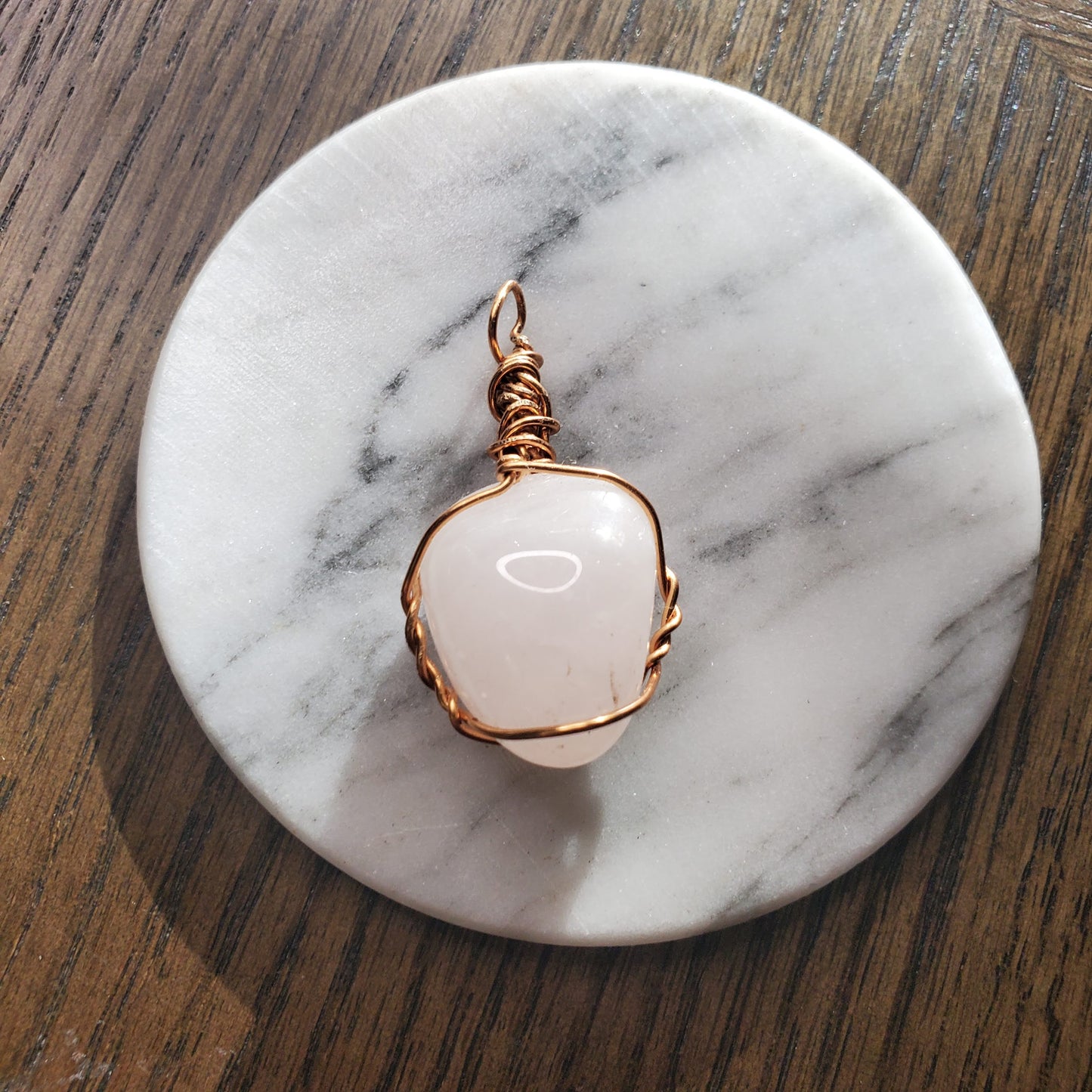 Pale Rose Quartz Crystal Necklace Pendant Only