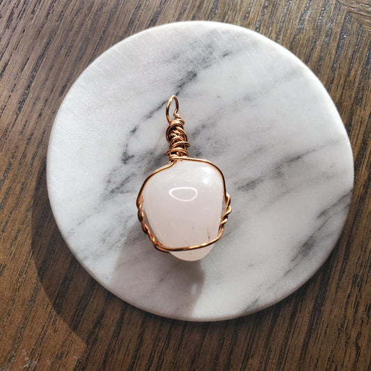 Pale Rose Quartz Crystal Necklace Pendant Only