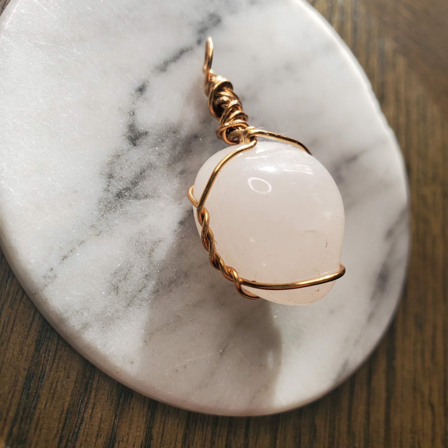 Pale Rose Quartz Crystal Necklace Pendant Only