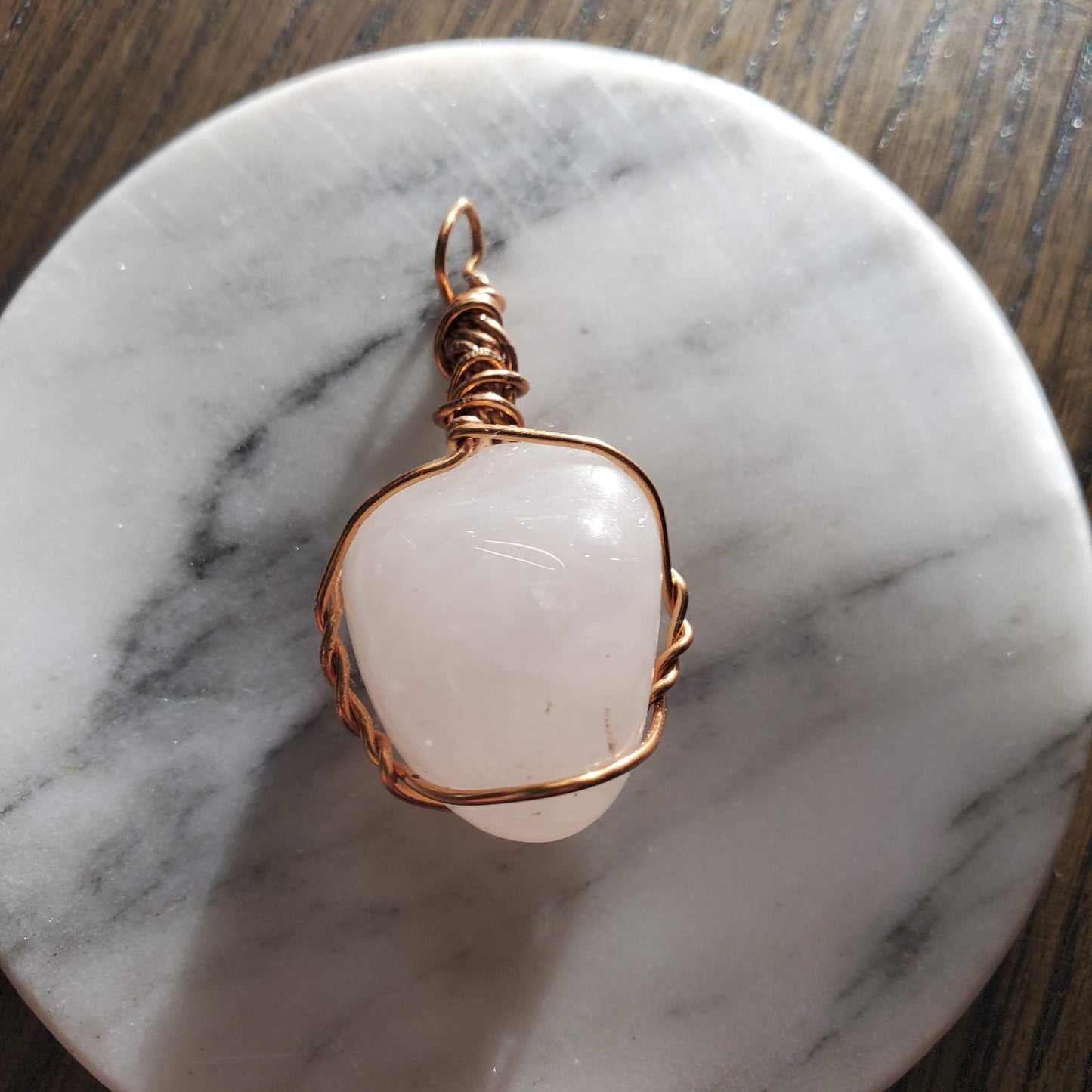 Pale Rose Quartz Crystal Necklace Pendant Only