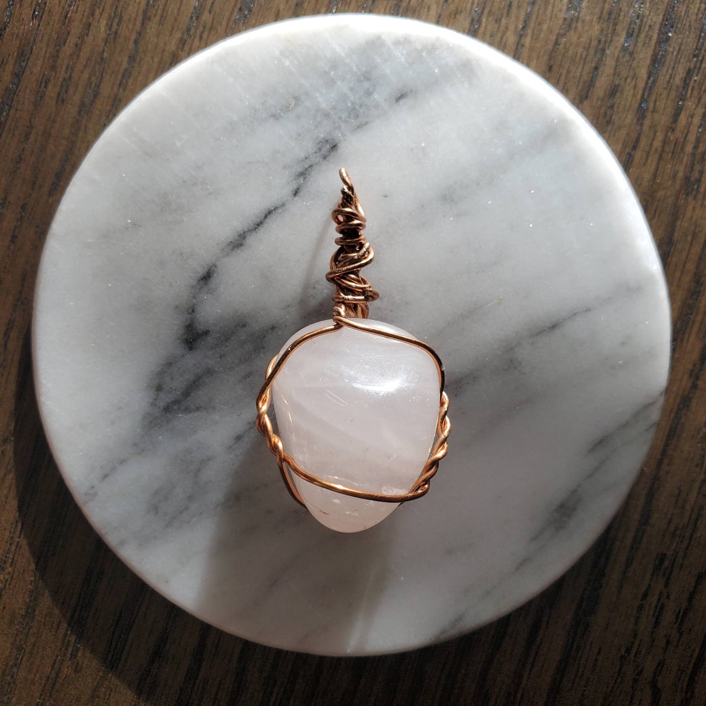 Pale Rose Quartz Crystal Necklace Pendant Only
