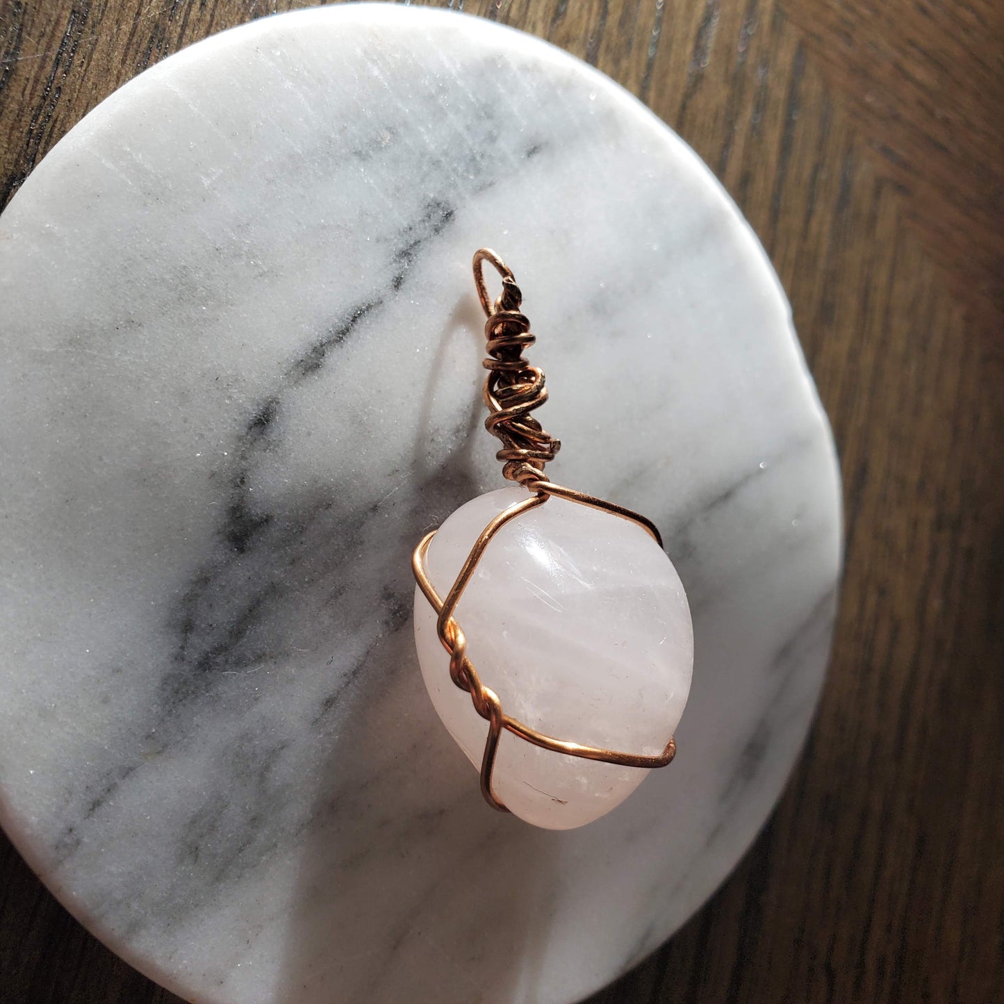 Pale Rose Quartz Crystal Necklace Pendant Only
