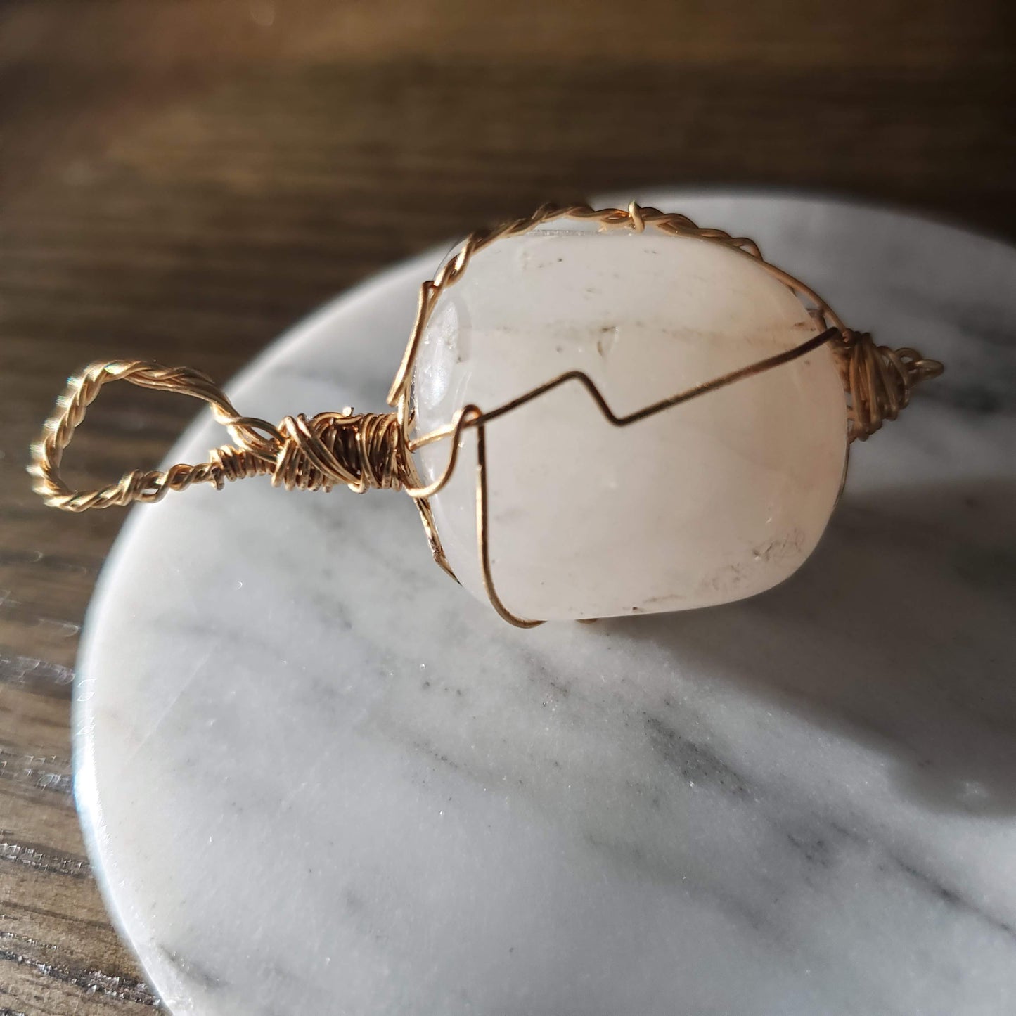 Pale Rose Quartz Crystal Necklace Pendant Only