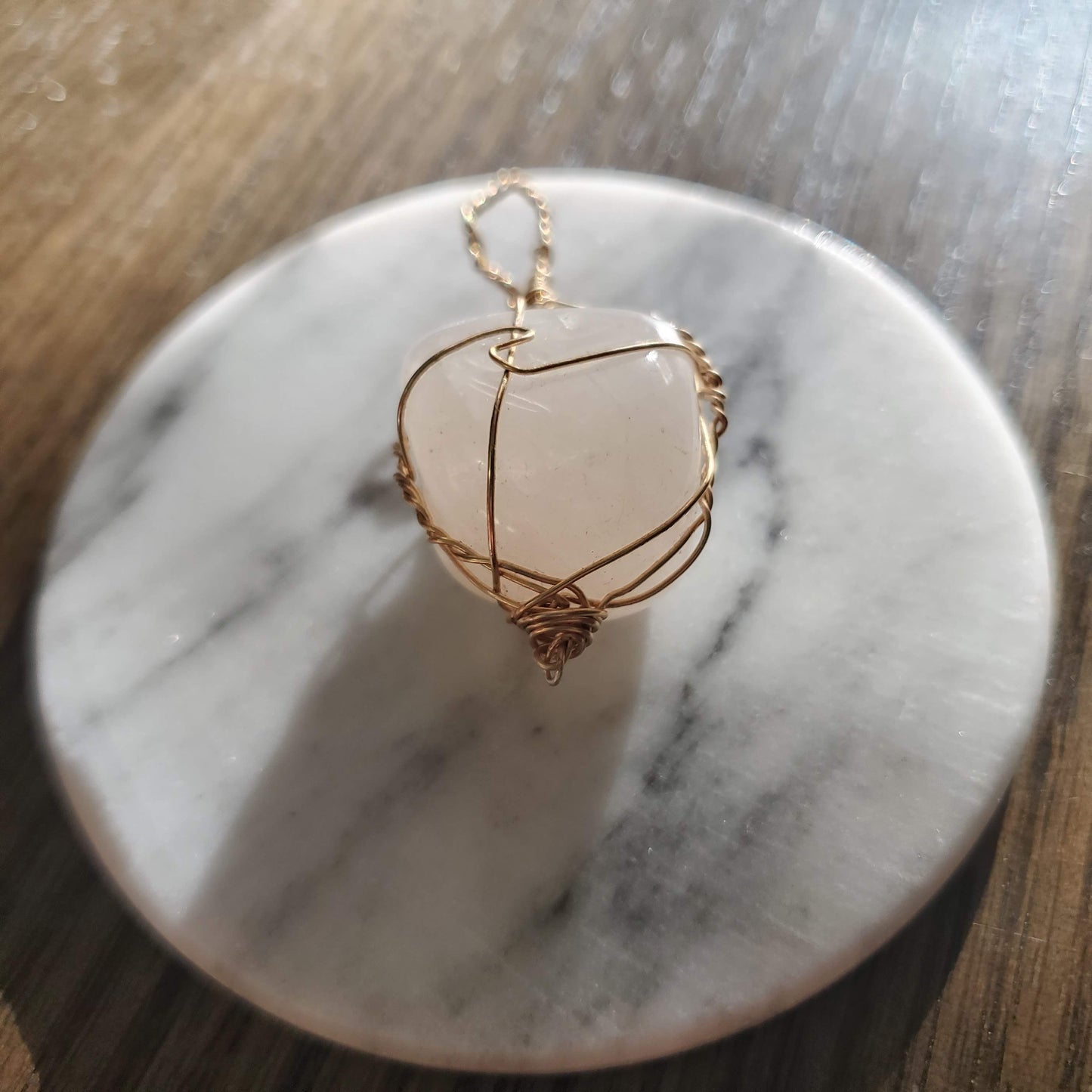 Pale Rose Quartz Crystal Necklace Pendant Only