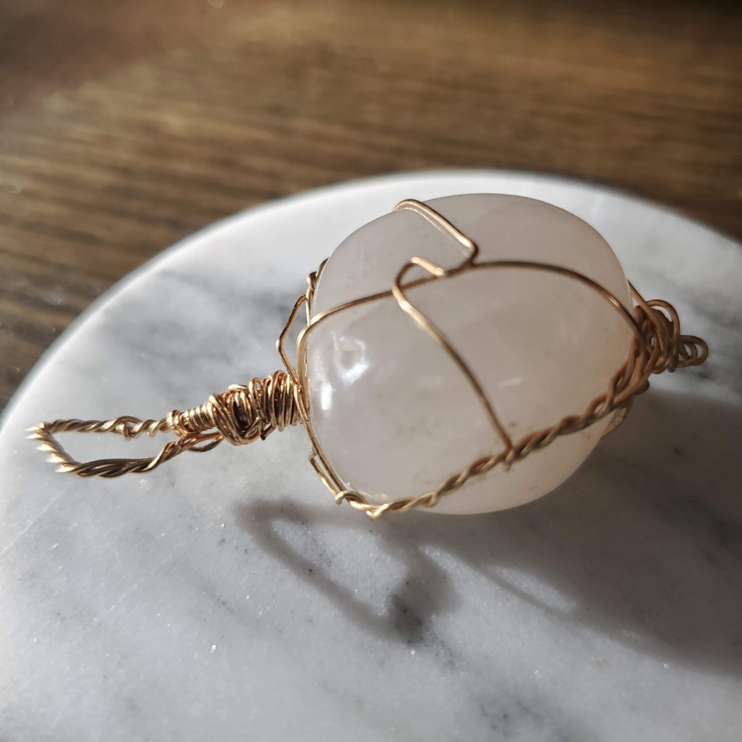 Pale Rose Quartz Crystal Necklace Pendant Only