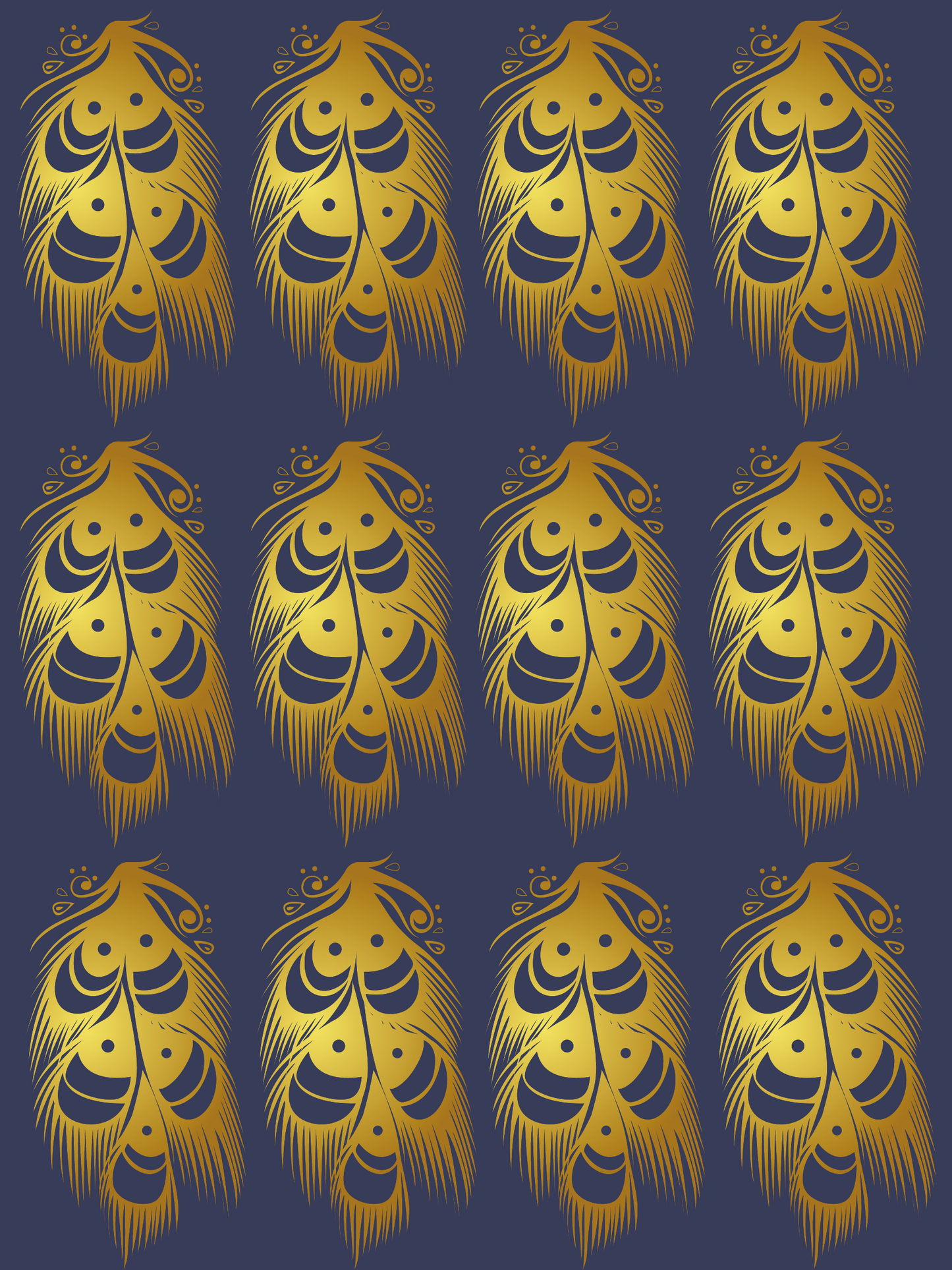 Navy And Gold Feather Journal