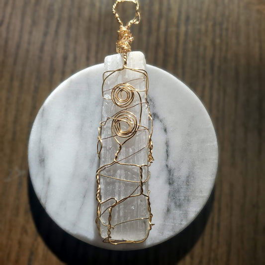 Selenite Crystal Necklace Pendant Only