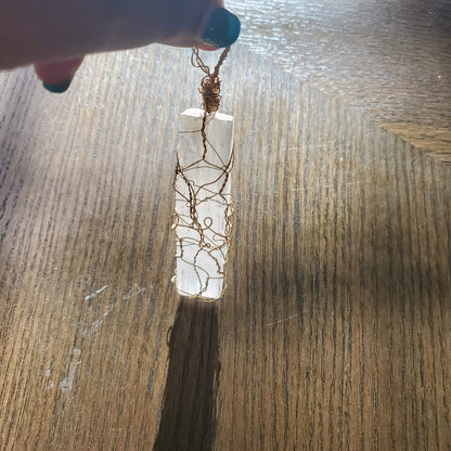 Selenite Crystal Necklace Pendant Only