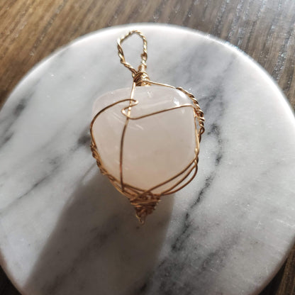 Pale Rose Quartz Crystal Necklace Pendant Only