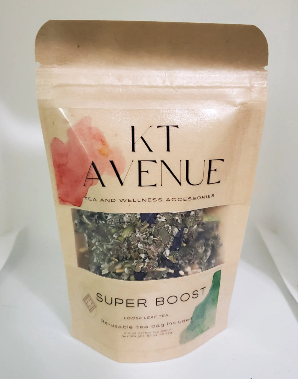KT Avenue Super Boost tea package on a white background