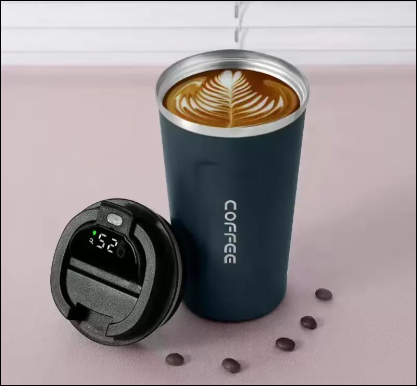 Stainless Steel Coffee Mug with Temperature Display