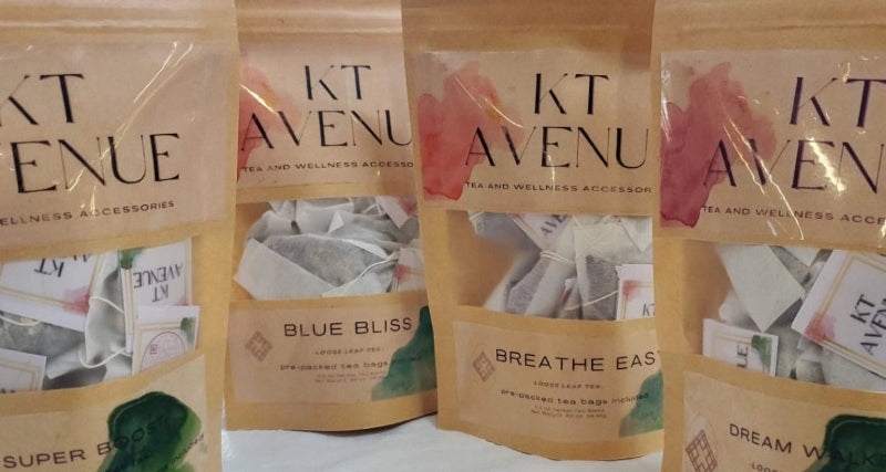 KT Avenue tea packages on a white background