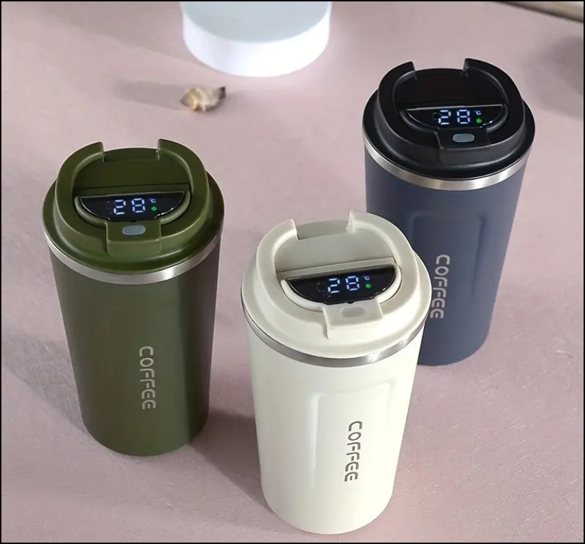 Stainless Steel Coffee Mug with Temperature Display
