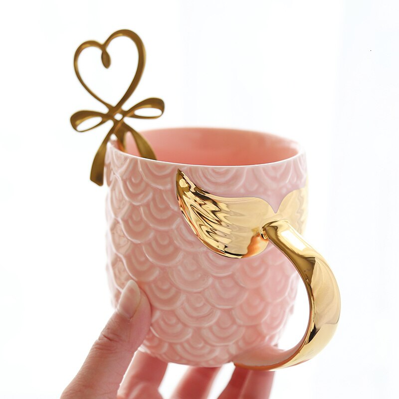 Ceramic Gold Mermaid Mug