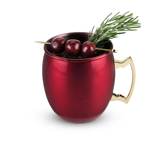 Metallic Red Mug with Gold-Plated Handle
